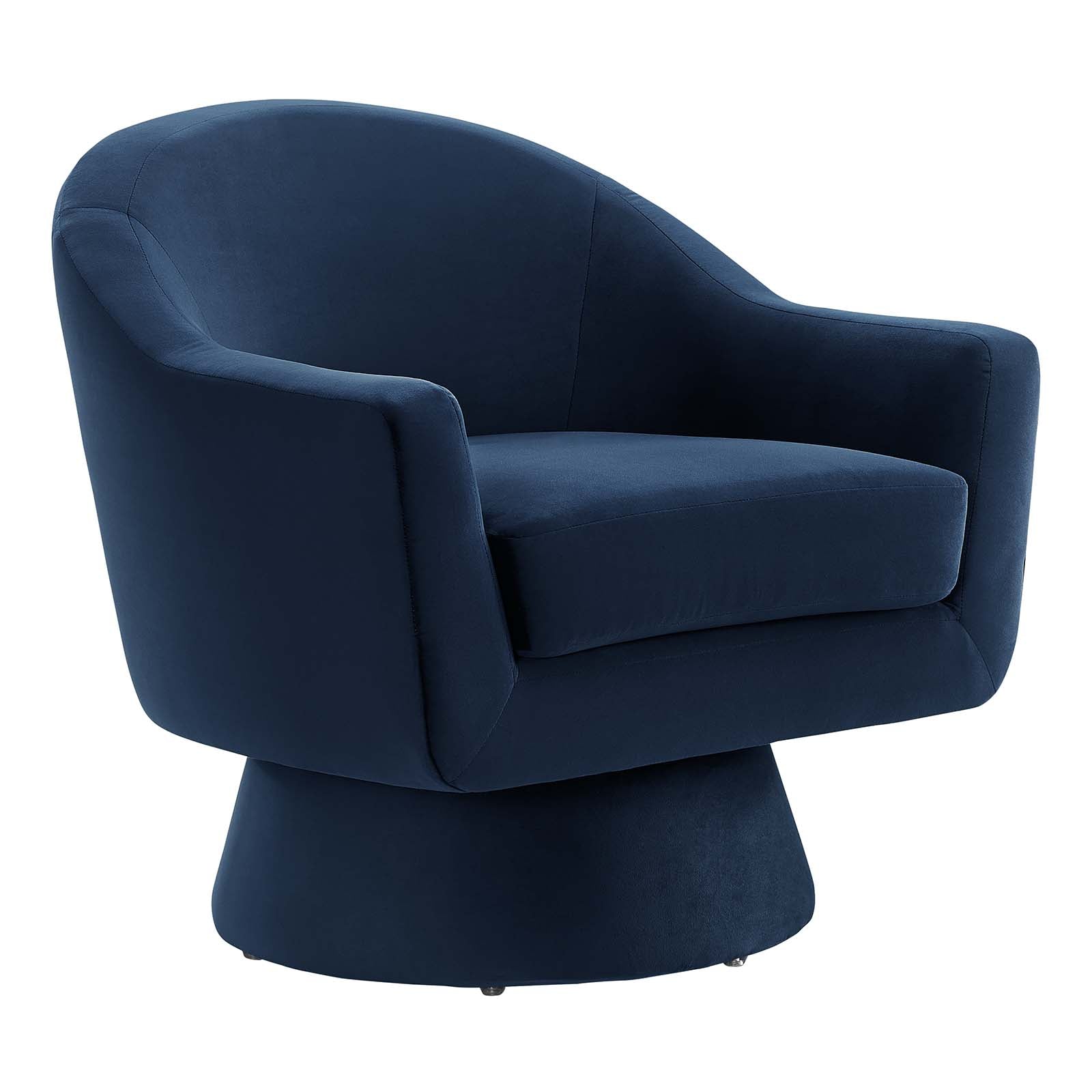 Astral Performance Velvet Fabric And Wood Swivel Chair Midnight Blue ...