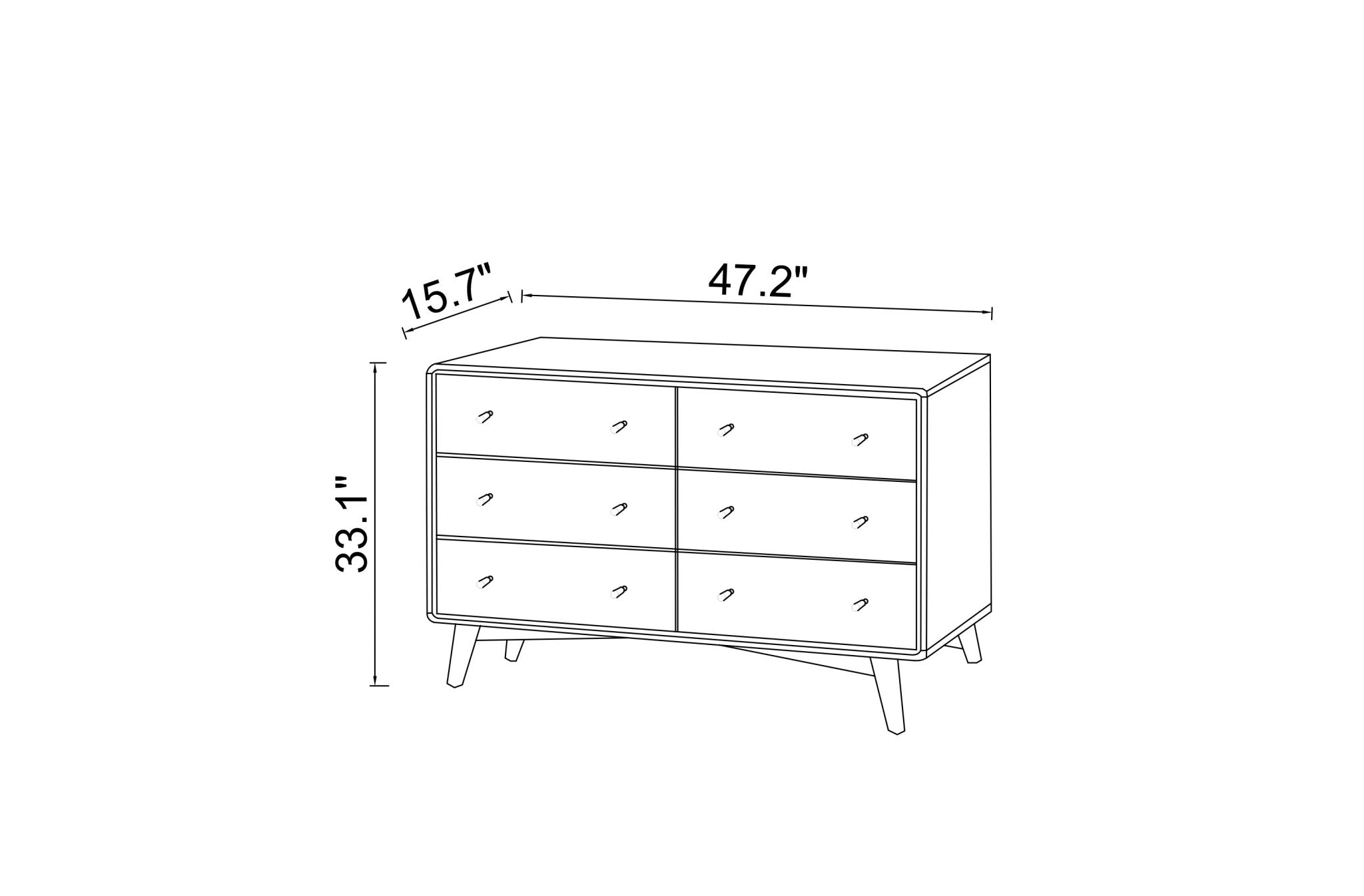 Noak White Mid Century Modern Dresser (6 Drawer)
